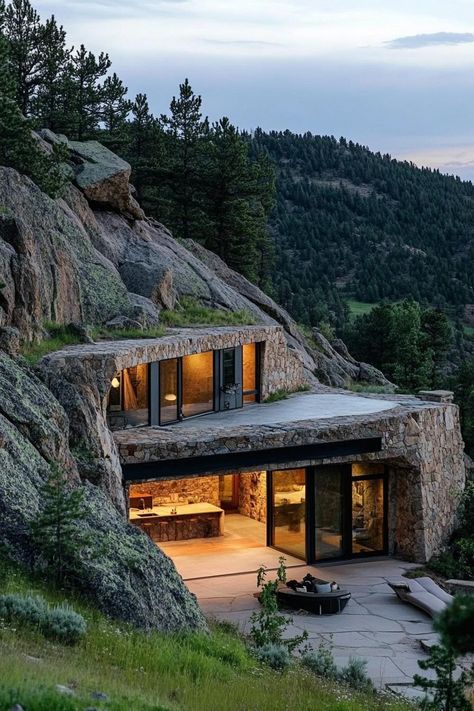 Buildings Built Into Hillsides, Slide In The House, House Built Into Rock, Houses Built On A Slope, Homes Built Into Hillside, House Built Into Mountain, Building On Slope, House In Hillside, Building In Mountain