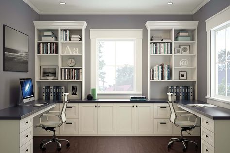 Custom Home Office Ideas | Organized Interiors Home Office Built Ins With Desk, Small Office Storage, Home Office Built Ins, Home Office Modern, Office Built Ins, Home Office Layout, Corner Seating, Wood Office, Office Remodel