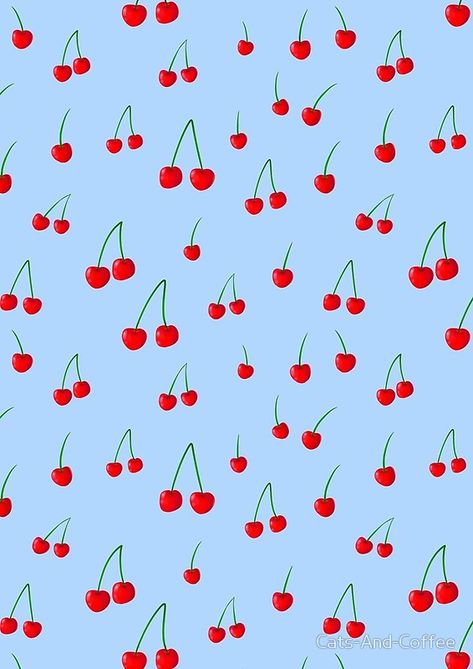 Cherry Pop! - Light Blue Cherry Background, Pop Light, Paper Backgrounds, Cherry Pattern, Butterfly Wallpaper Iphone, Blue Cherry, Fruit Wallpaper, Picture Collage Wall, Motif Vintage