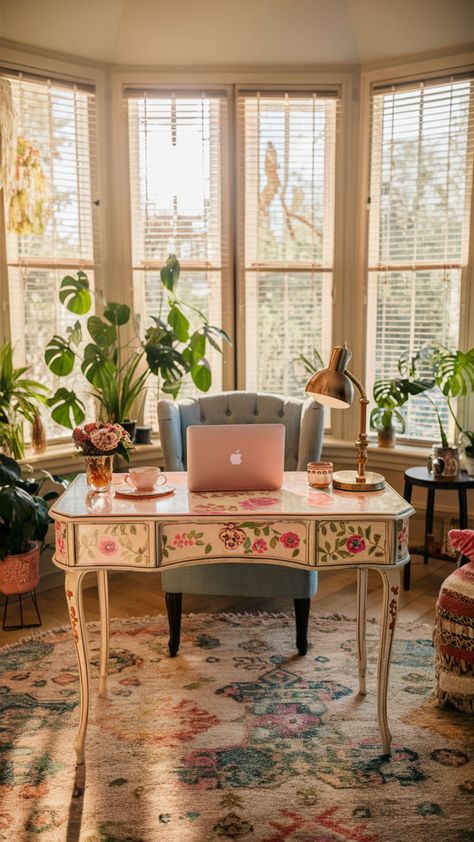 Create a stylish yet functional workspace by blending shabby chic decor with modern office needs. 🖋️ A soft, vintage pink office aesthetic will add a feminine touch to your workspace while maintaining a professional vibe. 🌸 Incorporate a shabby chic DIY project, like painting your desk in distressed white or adding vintage storage. ✏️ Bring warmth with floral wallpaper or chic, minimalist art. ✨ #shabbychic #vintageoffice #chicoffice #homeofficeinspiration #feminineoffice #officeaesthetic Vintage Office Decor Ideas, Vintage Office Aesthetic, Vintage Office Ideas, Pink Office Aesthetic, Floral Home Office, Pink Office Ideas, Shabby Chic Color Palette, Cottagecore Office, Shabby Chic Craft Room