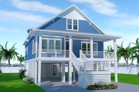 Houses On Pilings, Beach Homes Exterior Seaside, Stilt House Plans Coastal Homes, Small Beach House Floor Plans, 4 Bedroom Beach House Plans, 3 Bedroom Beach House, Small Beach House Plans, House Plans On Stilts, Beach Cottage House Plans