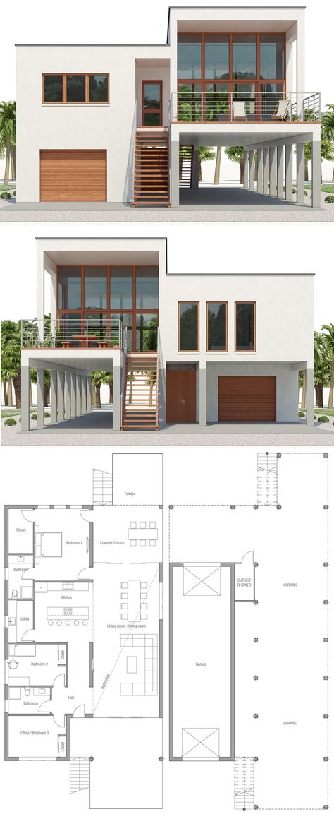 Home Plan, House Designs, Architecture, New Home Plan 2nd Floor House Design Interior, 2 Storey Beach House, Simple House Layout, 2nd Floor House Design, Beach Villa Floor Plan, Beach House Blueprints, Beach House Plans Coastal Homes, 2 Storey House Plan, Modern Beach House Plans