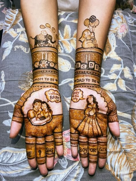 Naming Ceremony Mehendi Design, Baby Shower Figure Mehndi, Maternity Mehendi Design, Mehndi Designs For Baby Shower Function, Baby Shower Mehendi Designs Latest, Baby Shower Mehndi Designs Hand, Baby Mehandi, Baby Shower Mehendi Designs, Baby Mehendi