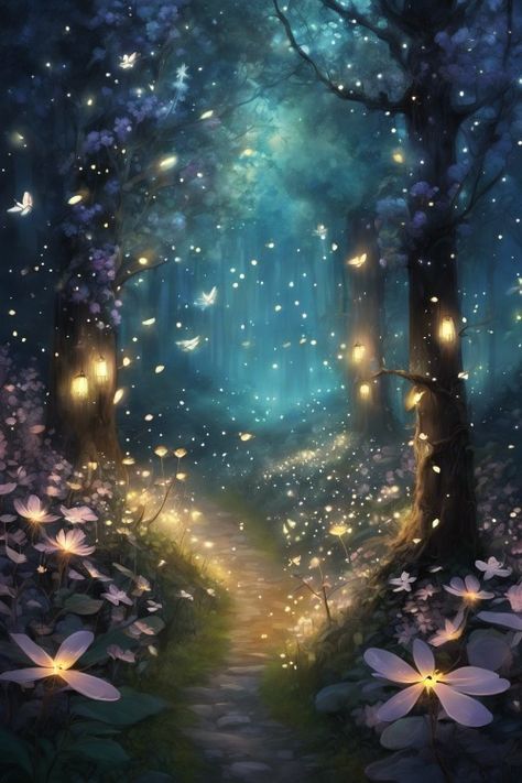 Ethereal Glowing Forest Check more at https://paintlyx.com/ethereal-glowing-forest/ Glowing Forest, Forest Tattoos, Beautiful Night Images, Fairy Artwork, Mystical Forest, Beautiful Art Pictures, Fantasy Forest, Fairy Magic, Beautiful Waterfalls