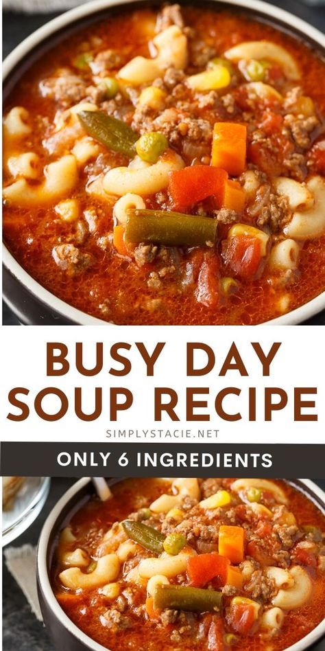 Busy Day Soup - An easy soup recipe your family will love! It's quick to make and takes little effort. Perfect for those busy weeknights. Healthy Soups, Burger Bar, Homemade Soup, Busy Day Soup, Delicious Soup Recipes, Soup And Sandwich, Easy Soups, Easy Soup Recipes, Healthy Soup Recipes