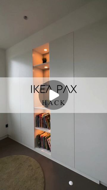 DIY Hacks HQ - home of IKEA hacks and more! on Instagram: "IKEA PAX • The magical power of good IKEA Pax storage!! This run of wardrobes initially had no doors on them,  but they were starting to look a bit unwieldy. After speaking to a friend, @familienglueck.trifft.bauhaus came up with the idea of putting some doors on the front, but keeping a section exposed to act as a decorative space. The slat detail behind it breaks up the clear run of the wardrobes and adds an interesting background to the display pieces.

One organisation technique I swear by is to have floor to ceiling storage. Dedicating a part of a room that takes advantage of the full wall will make a massive difference to how much you can store. Sacrificing a bit of floor space will create so much extra storage and could allo Ikea Wardrobe Ideas, Pax Wardrobe Ideas, Pax Storage, Floor To Ceiling Storage, Pax Hack, Placard Design, Pax Ikea, Ikea Pax Hack, Ikea Pax Wardrobe