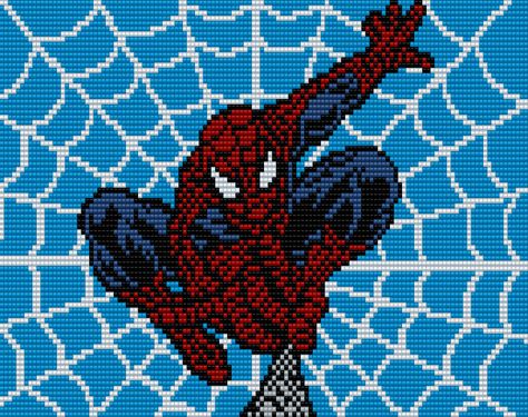 The Amazing Spiderman Square Grid Pattern 130 Columns X 80 Rows Crochet Grid Patterns Spiderman, Cross Stitch Patterns Marvel, Pixel Art 40x40 Grid, Spiderman Crochet Tapestry, Spiderman Crochet Grid, Spiderman Grid Pattern, Chucky Pixel Art, Spiderman Cross Stitch, Face Pixel Art