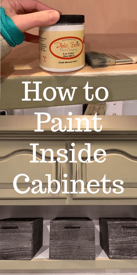 Inside Of Kitchen Cabinets, Paint Inside Cabinets, Inside Kitchen Cabinets, Inside Kitchen, Painting Kitchen Cabinets White, Inside Cabinets, Plywood Cabinets, Kitchen Cabinets Makeover, Green Cabinets