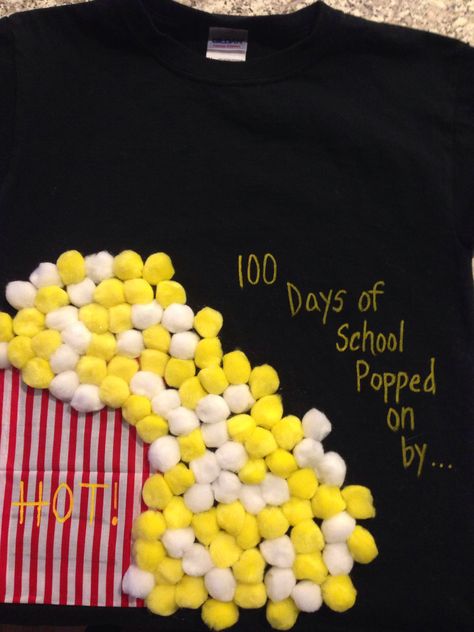 100 day of school shirt 100 Day Shirt Ideas, 100th Day Of School Ideas, 100 Días De Clases, 100 Days Of School Ideas, School Shirt Ideas, 100s Day, Popcorn Shirts, 100 Day Of School Project, Kindergarten Projects