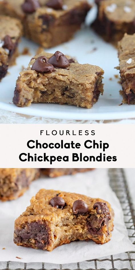 Chickpea Blondies, Peanut Butter Chocolate Chip Cookie, Chickpea Cookie Dough, Patisserie Vegan, Chickpea Cookies, Chocolate Chip Blondies, Bolo Fit, Peanut Butter Chocolate Chip Cookies, Dessert Aux Fruits