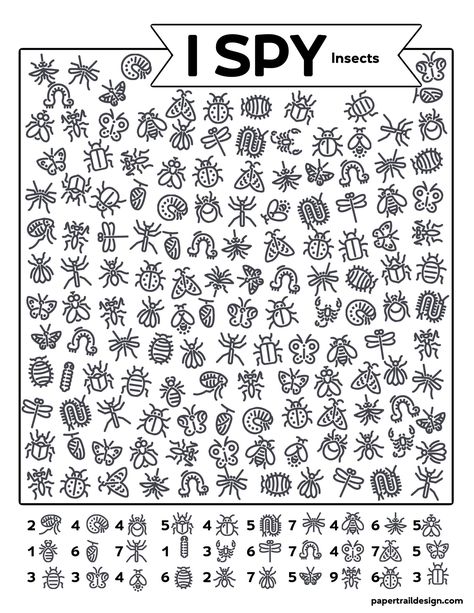 Print this I spy insects activity to help kids stay busy and learning on a hot summer day or a rainy winter day while stuck inside. #papertraildesign #insects #kidsactivities #kidsactivity #indooractivity #school Mac, Linux, I Spy Worksheets, Insect Activities, I Spy, Teaching Materials, Printable Worksheets, Free Printable