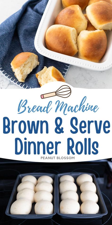 Brown and serve dinner rolls are so easy to prep ahead of your holiday feast when you make the dough in a bread machine. Pre-bake the rolls and freeze them for up to 3 weeks. Then simply brown and serve warm at dinner. A great from-scratch alternative over store bought bread. Make Ahead Bread Machine Dinner Rolls, Bread Machine Dinner Rolls Dough Recipe, Bread Maker Cinnamon Bread, Bread Maker Rolls, Bread Machine Yeast Rolls, Bread Machine Dough Recipes, Bread Recipes Bread Machine, Make Ahead Dinner Rolls, Brown And Serve Rolls