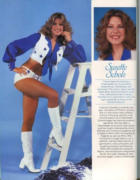 Dallas Cowboys Cheerleaders 80s, Cheerleading Outfits Blue, Dallas Cheerleaders, Cheerleading Uniforms, Cute Cheerleaders, Cheer Girl, Cheerleading Outfits, Vintage Cowboy, Dallas Cowboys Cheerleaders