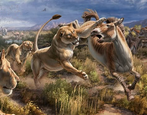 Short Faced Bear, American Lion, Ground Sloth, Prehistoric Wildlife, Prehistoric World, Wooly Mammoth, Paleo Art, Extinct Animals, Prehistoric Creatures