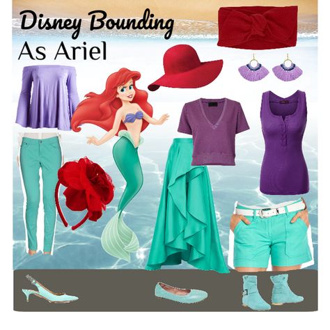 Disney Bounding as Ariel 3 Outfits Easy Disney Bounding Outfits, Ariel Inspired Outfits Modern Disney, Ariel Disney Bounding, Disneybound Outfits Ariel, Ariel Bounding, Family Disney Bounding Outfits, Disney Bound Ariel, Disney Bound Outfits Princess, Ariel Inspired Outfits