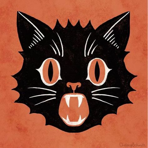 Vintage Halloween Cat Art, Vintage Halloween Cat Illustration, Vintage Jackolantern Art, Vintage Black Cat Illustration, Black Cat Halloween Drawing, Vintage Halloween Cat Tattoo, Retro Halloween Illustration, Retro Halloween Tattoo, Vintage Halloween Drawings