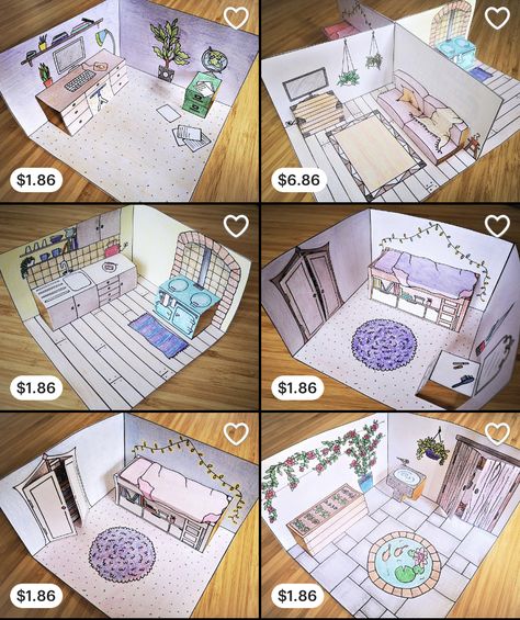 Paper Bedroom Craft, Diy Pop Up Book, Paper Dollhouse, Modern Gradient, Pop Up Art, Paper Pop, Paper Doll House, Paper Home, Fun Crafts To Do