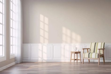 Our Trending Color of the Month: Aesthetic White Sw Aesthetic White Walls, Modern Classic Living Room, High Ceiling Living Room, Residential Windows, Off White Walls, Colored Ceiling, Aesthetic White, Simple Room, White Paint Colors