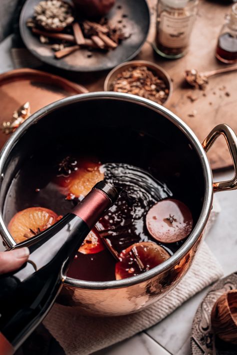 Cranberry Pomegranate Mulled Wine - Christiann Koepke Cocktails Photography, Cranberry Pomegranate, Mulled Wine Recipe, Cooking In The Kitchen, Beverage Photography, Mulling Spices, Robert Welch, Apple Brandy, Boozy Drinks