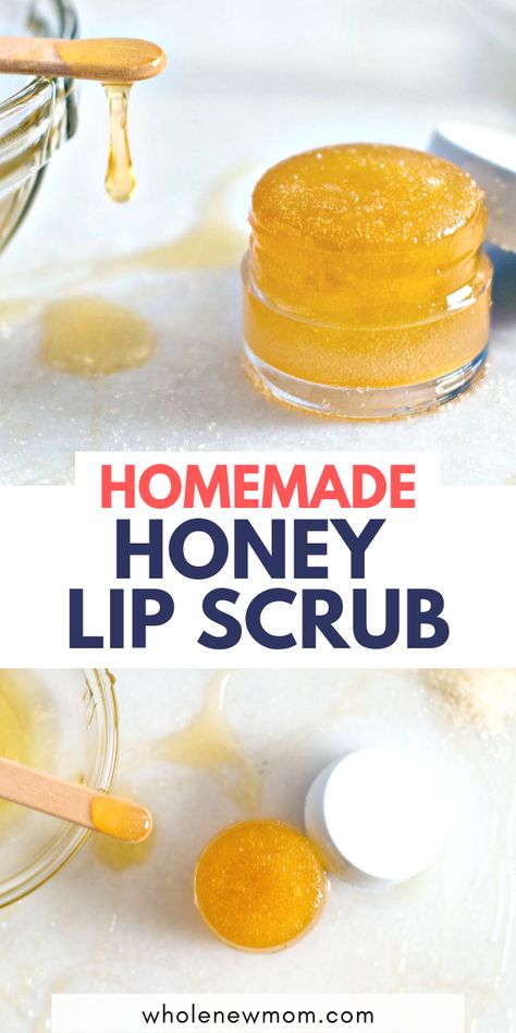 Lip Balms, Honey Lip Scrub, Natural Lip Scrub, Lip Scrub Recipe, Lip Scrub Homemade, Honey Diy, Lip Scrub Diy, Sugar Scrub Homemade, Healthy Lips