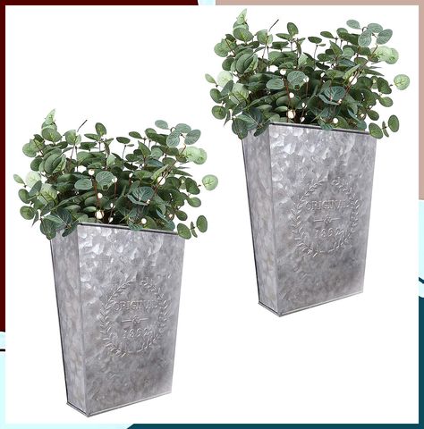 LESEN Galvanized Metal Wall Planter,Farmhouse Wall Decor Hanging Wall Vase Pocket Planters Flowers Holder Country Rustic Home Galvanized Wall Planter, Hanging Wall Vase, Galvanized Metal Wall, Galvanized Planters, Metal Wall Planters, Hanging Wall Planters, Vertical Wall Planters, Wall Decor Hanging, Wall Planters