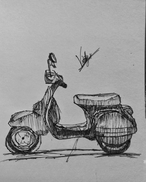 Scooter Moped Drawing, Activa Scooty, Drawing Basics, Drawing Sketches, Sketch, Drawings, Quick Saves, Art