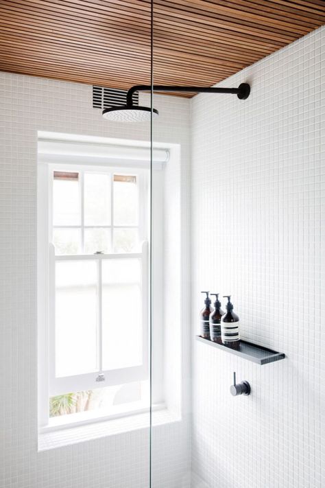 How to Turn Your Bathroom Into a Home Spa - Wonder Forest Shower Windows Ideas, Affordable Bathroom Remodel, Toilette Design, Bathroom Tips, Window In Shower, Bathroom Ceiling, Room Tiles, Shower Shelves, Trendy Bathroom