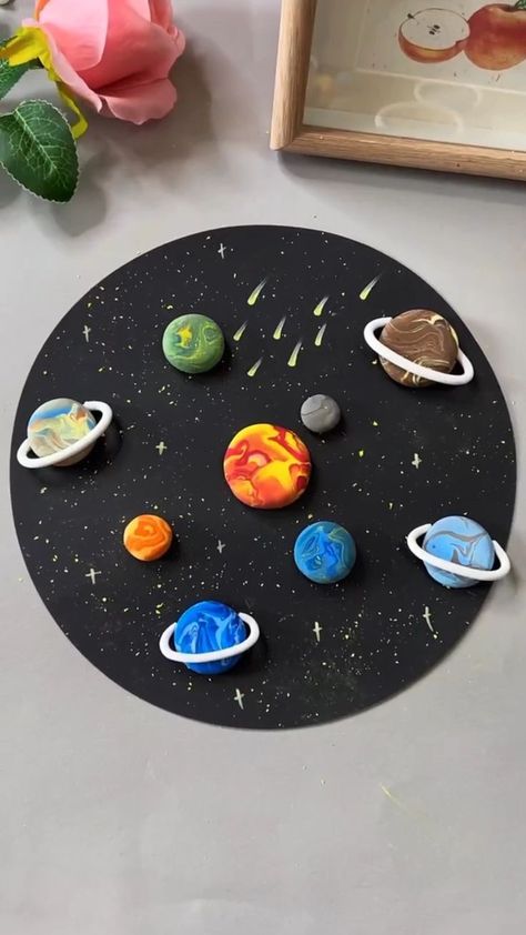 Planet Crafts For Kids, Clay Planets, Solar System Projects For Kids, Planet Crafts, Tata Surya, Space Crafts For Kids, Solar System Crafts, Art Kits For Kids, Kids Clay