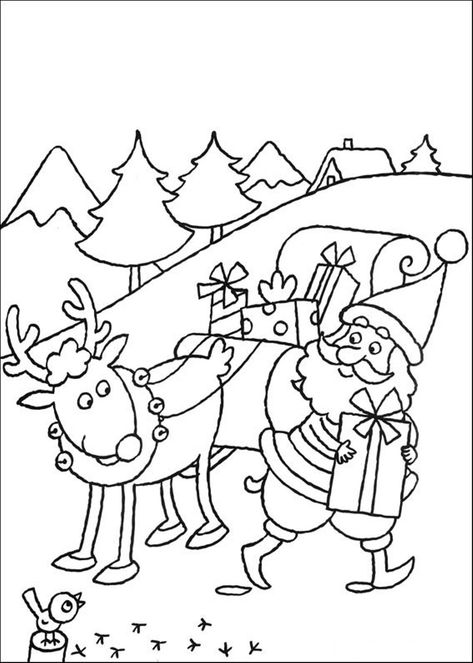 Santa and Reindeer Coloring Pages Christmas Colouring Pages, Hanging Christmas Stockings, Santa Coloring Pages, Free Christmas Coloring Pages, Printable Christmas Coloring Pages, Christmas Tree Coloring Page, Tree Coloring Page, Christmas Coloring, Christmas Coloring Pages