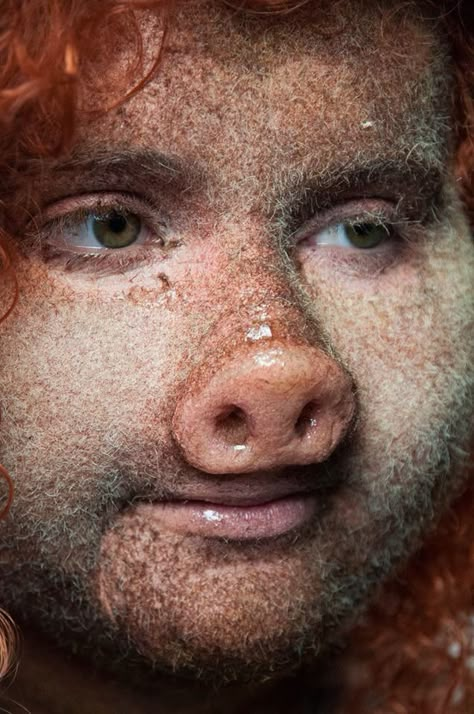 Pig Humanoid, Sweet Tooth Oc, Pig Makeup, Pig Reference, Pig Eyes, Pig Mask, Creepy Baby Dolls, Wolf Tail, Animal Makeup