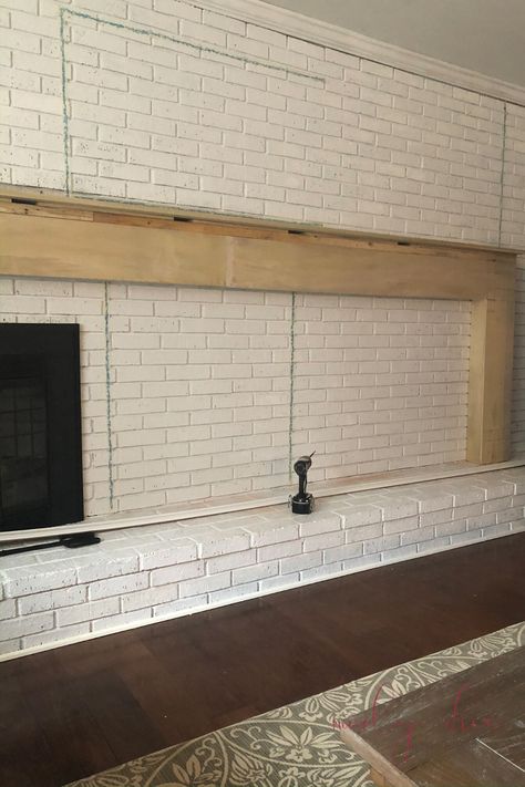 80s Fireplace Update, 1960s Brick Fireplace Makeover, Whole Wall Brick Fireplace Makeover, 60s Brick Fireplace Makeover, Refacing A Brick Fireplace, Make Fireplace Look Bigger, Large Brick Fireplace Wall, Before And After Fireplace Makeovers, 60s Fireplace Makeover