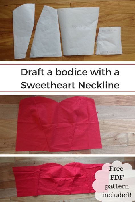 DIY Sweetheart Neckline Dress - A Sprinkle of Joy Sweetheart Bodice Pattern, Bodice Pattern Free, Dress Bodice Pattern, Sweetheart Neckline Pattern, Sweetheart Dress Pattern, Sweetheart Neckline Top, Sewing Tops, Sweetheart Neckline Dress, Bodice Pattern