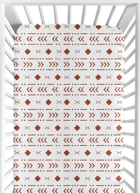 PRICES MAY VARY. Dimensions: 52 in. x 28 in. x 8 in. Brushed Microfiber - White and Rust Orange Boho Tribal Geometric Print Fully elastic bottom for secure fit on most standard size cribs and toddler beds Easy machine washable and dryable Love the fabric style? Sweet Jojo Designs also makes coordinating bedding and decor accessories. Sweet Jojo Designs crib sheets are designed to match with their coordinating Crib Bedding Sets. Made with soft and cozy fabrics in exclusive patterns and colors. Sw Southwestern Nursery, Southwest Nursery, Rainbow Baby Nursery, Geometric Arrow, Crib Toddler Bed, Toddler Beds, Sweet Jojo Designs, Boho Nursery Decor, Jojo Designs