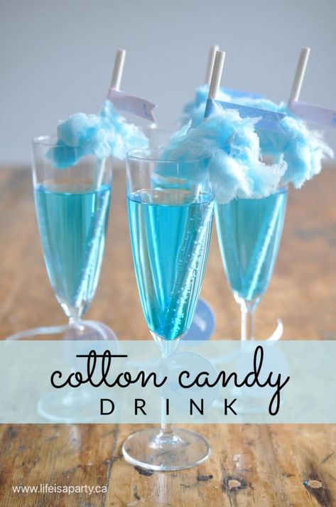 Decoration Ideas Party, Cotton Candy Drinks, Cotton Candy Cocktail, Cotton Candy Party, Cotton Candy Champagne, Life Is A Party, Candy Cocktails, Blue Cotton Candy, Themed Dinner