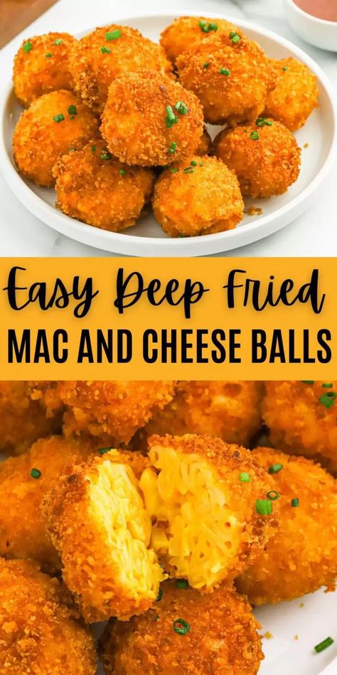 Fried Mac and Cheese Balls Recipe - Eating on a Dime Mac And Cheese Balls Recipe, Fried Mac And Cheese Balls, Macaroni Cheese Bites, Kraft Mac And Cheese Recipe, Mac And Cheese Balls, Fried Mac N Cheese Balls, Mac N Cheese Bites, Fried Macaroni And Cheese, Cheese Balls Recipe