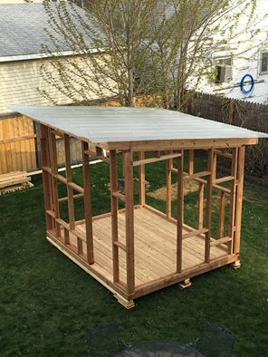 she shed, diy, outdoor furniture, outdoor living, woodworking projects, 8 X 10 cedar frame with shed roof She Shed Diy, Insulating A Shed, Building A Shed Roof, Shed Diy, Pool Shed, Diy Storage Shed, Pallet Shed, Wood Shed Plans, Shed Construction