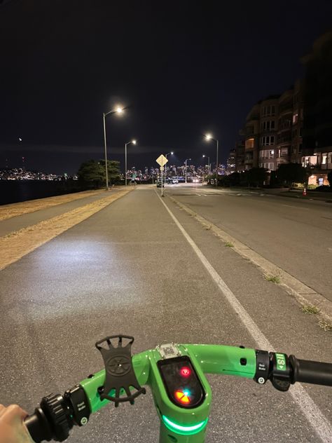 Late night scooter ride at alki beach in Seattle Alki Beach Seattle, Beach At Night, Fake Pictures, E Scooter, 2024 Vision, Late Night, At Night, Seattle, Vision Board