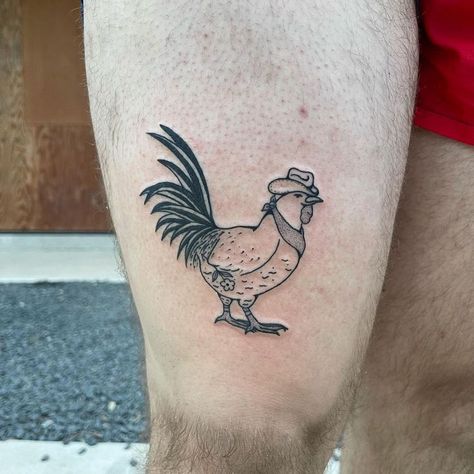 Farmer Tattoo, Cowboy Boot Tattoo, Cowboy Hat Tattoo, Austin Tattoo, Chicken Tattoo, Rooster Tattoo, Father Daughter Tattoos, Matching Tats, Cowboy Tattoos