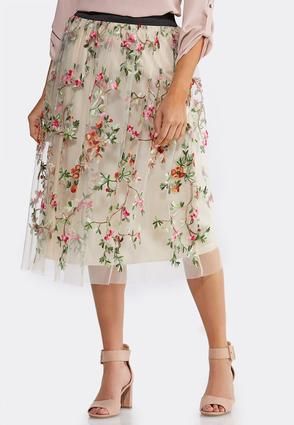 Cato Fashions Embroidered Floral Skirt #CatoFashions Lund, Embroidery Skirt, Hairstyling Products, Rollerball Perfume, Floral Midi Skirt, Mesh Overlay, Beauty Sale, Fragrance Design, Styling Tools