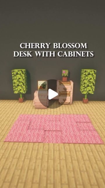 Arayzia on Instagram: "Minecraft Cherry Blossom Desk with Cabinets Tutorial  🌸Follow for more! 🌿Check out my other socials in my bio! 🦋 No Reposting _________________________________  #minecraft #minecraftjava #minecraftjavaedition #minecraftbedrock #minecraftpe #minecraftpocketedition #minecraftbuilds #minecraftbuild #minecraftbuilding #minecraftbuilder #minecraftarchitecture #minecraftideas #minecraftonly #minecraftdaily #minecraftcreations #minecraftpc #minecrafthouse #minecrafthouses #min Cute Minecraft Dog Bed, Minecraft Room Decor Ideas In Game, Cherry Furniture Minecraft, Things To Put In Your Minecraft House, Minecraft Seating, Cherry Blossom Kitchen Minecraft, Cherry Blossom Room Minecraft, Minecraft Cabinet, Cherry Blossom Houses Minecraft