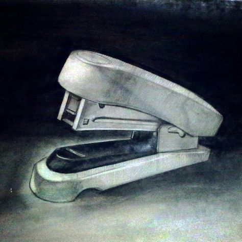 A graphite #drawing of a #stapler. Stapler Sketch, Stapler Drawing, Object Drawing, Manual Work, Graphite Drawings, Watercolor Sketch, Screen Wallpaper, Pencil Sketch, Sketch Book