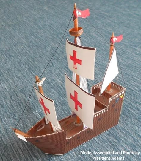 Diy Viking Ship Cardboard, Paper Ship Craft, Ship Miniature, Portuguese Empire, Galleon Ship, Spanish Armada, Ship Craft, Model School, Viking Ship