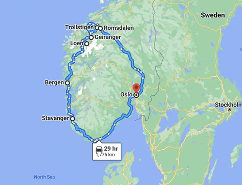 A Stunning South Norway Road Trip in 10 Days - Roadtrip EuroGuide Stavanger, Norway Roadtrip, Scandinavian Travel, Norway Map, Norway Fjords, Road Trip Routes, Road Trip Destinations, Norway Travel, Wine And Liquor