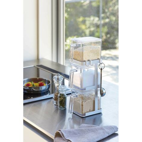 Tower Salt and Sugar Container 2 Jar Spice Rack Flour Container, Pantry Containers, Sugar Container, Pantry Organizers, Countertop Storage, Tea Bar, Spice Containers, Cooking Ingredients, Dish Racks