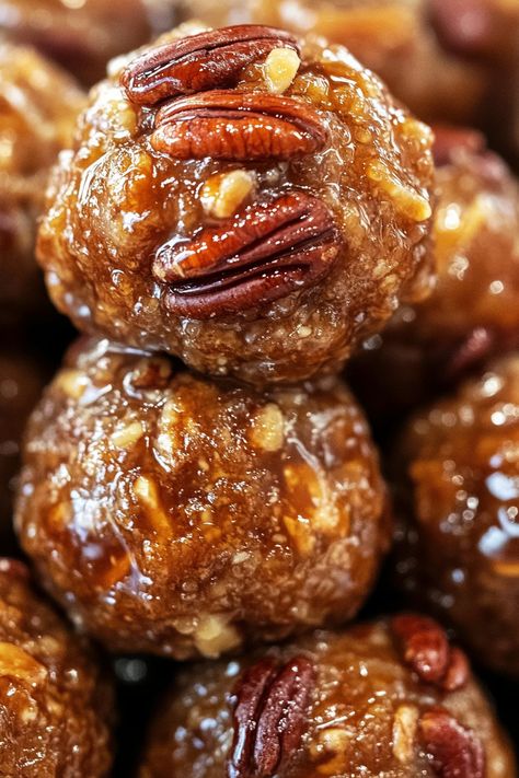 Decadent Pecan Pie Balls: Bite-Sized Bliss! Pecan Truffle Balls, Pecan Pie Bites Recipe, Condensed Milk Pecan Balls, Pecan Pie Balls No Bake, Pecan Balls With Powder Sugar, Pecan Balls Recipe, Cinnamon Balls, Easy Desserts Recipes, Pie Balls