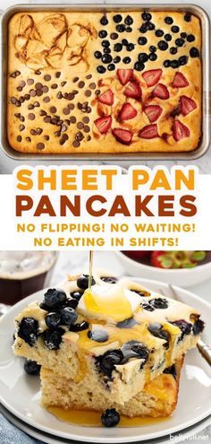 Breakfast just got a lot easier and faster with these Sheet Pan Pancakes! Same great flavor and texture, but no more waiting, flipping, and family members eating in shifts. It’s the best thing since sliced bread. Christmas Appetizers, Sheet Pan Pancakes, Pan Pancakes, Baked Pancakes, Pancake Breakfast, Sheet Pan Dinners Recipes, Kolaci I Torte, Breakfast Pancakes, Breakfast Items