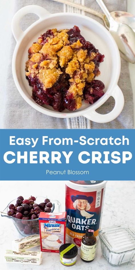 The Best Fresh Cherry Crisp Easy Cherry Crisp With Pie Filling, Cherry Crisp Recipe With Fresh Cherries, Small Batch Cherry Crisp, Cherry Crisp Recipe With Frozen Cherries, Cherry Cobbler Fresh Cherries, Fresh Cherry Crisp, Cherry Ideas, Sweet Cherry Recipes, Cherry Crisp Recipe