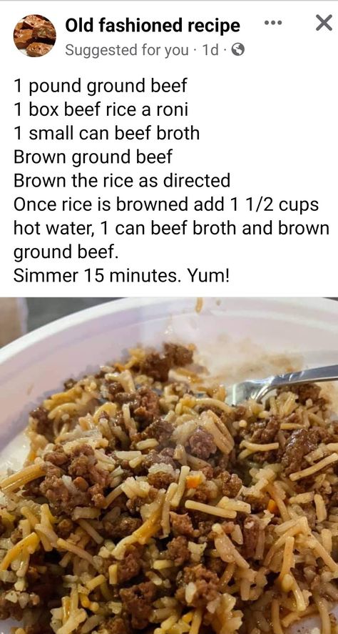 Beef Rice A Roni, Beef Recipes For Dinner Easy, Rice A Roni, Ground Beef Rice, Rice Side Dish Recipes, Recipes For Dinner Easy, Beef Rice, Rice Side Dishes, Beef Casserole Recipes