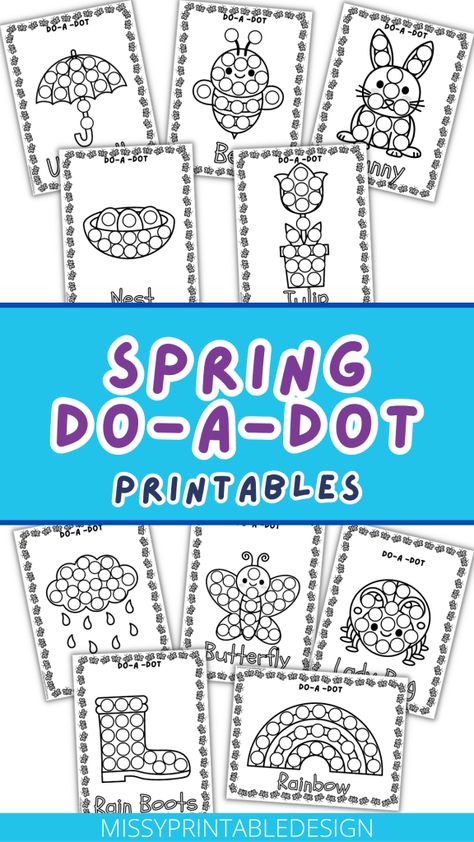 Free Spring Dot Marker Printables - MissyPrintableDesign Spring Dot Marker Printables Free, Bingo Dauber Worksheets Free, Dauber Worksheets Free, Free Dot Marker Printables, Dot Coloring Pages Free Printable, Dot Marker Printables Free, Dot Marker Printables, Printable Easter Activities, Dot Marker Activities