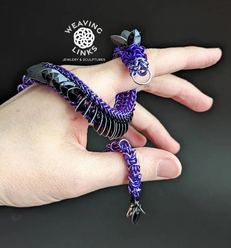 Chain Mail Jewelry, Scalemail Jewelry, Emerald Green Accents, Steampunk Dragon, Majestic Dragon, Tiny Dragon, Wire Wrapping Diy, Purple Dragon, Tiny Rings